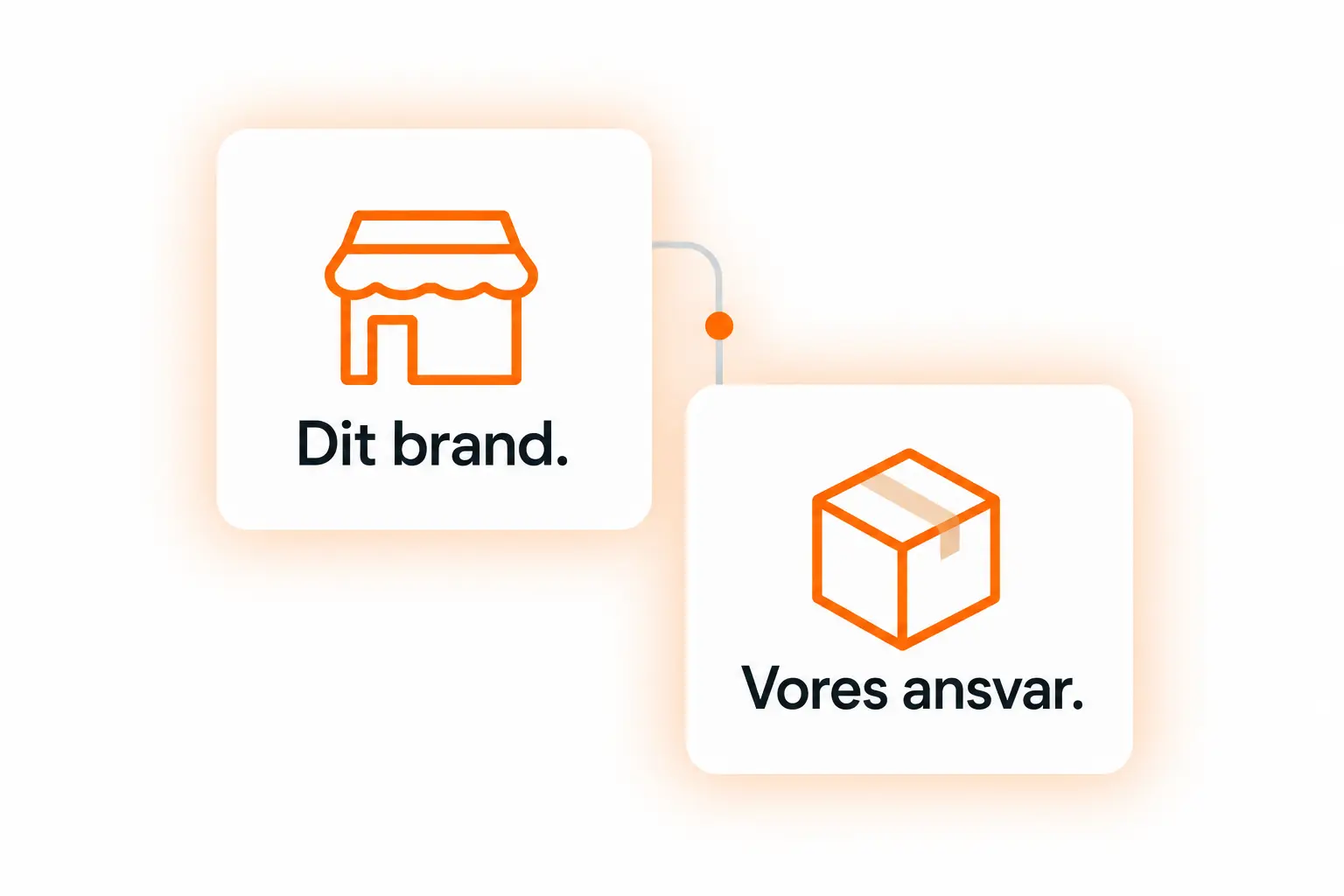 To lyse glaspaneler med en webshop og en pakke, forbundet som et samarbejde